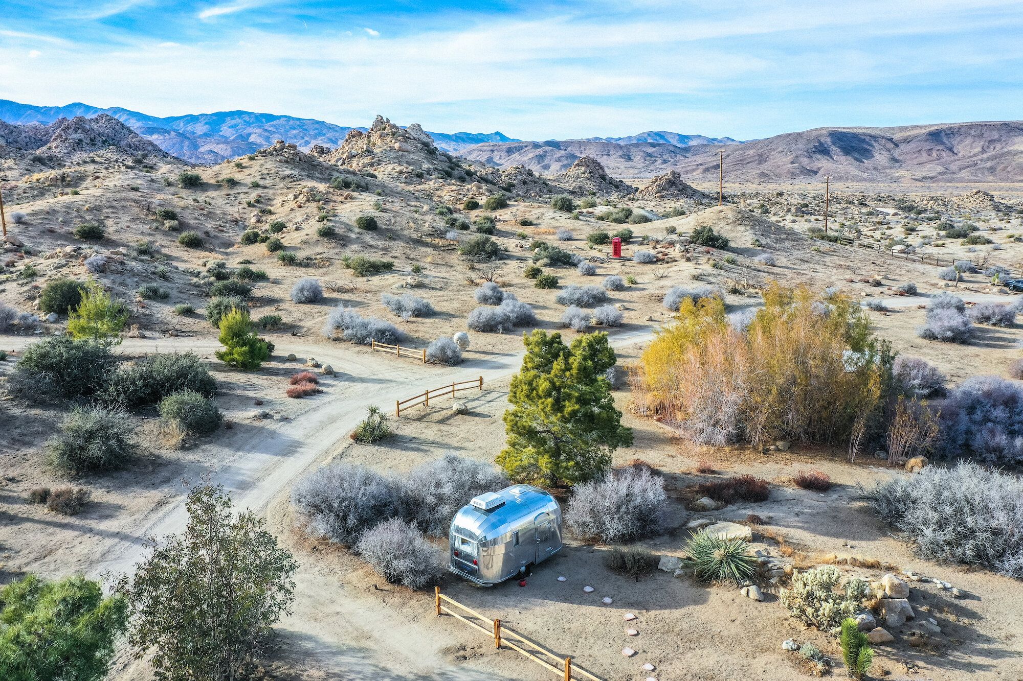Small Airstream in the landscape at ESCAPE
