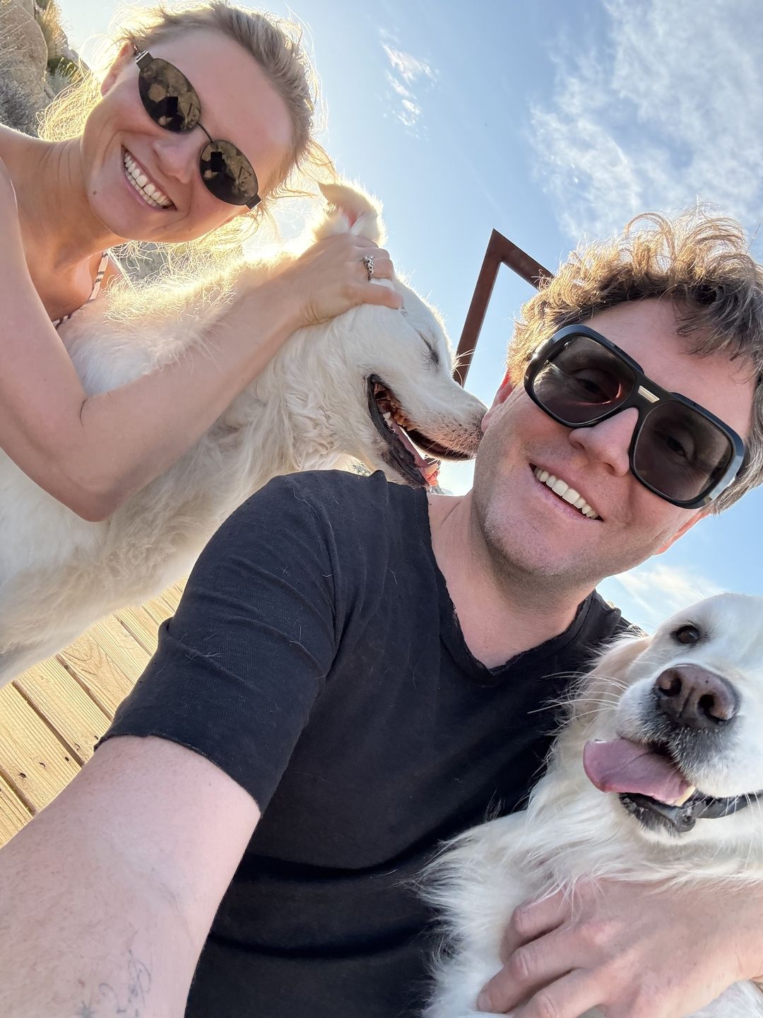Roc and K at ESCAPE — golden hour at the property