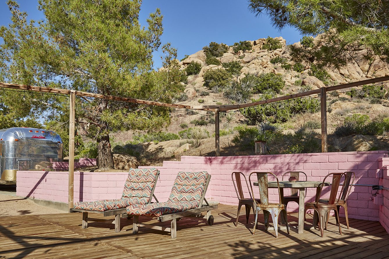 The yoga deck at ESCAPE — an open-air practice space in the high desert at the wellness building